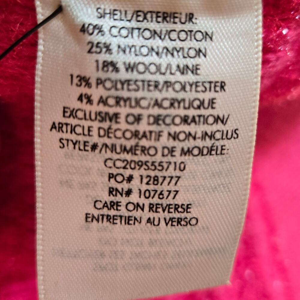 Alice + Olivia Akira Cropped Embellished Pink Tinsel Waffleknit Cardigan Medium - Picture 6 of 7